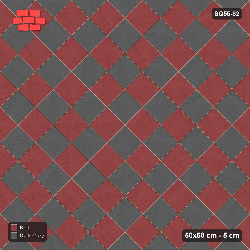 Interlock (Pasco) 50x50 cm · SQ55-82 · 45 Degree Stack - Chess Board · Top view Interlock (Pasco) 50x50 cm · SQ55-82 · 45 Degree Stack - Chess Board · Top view