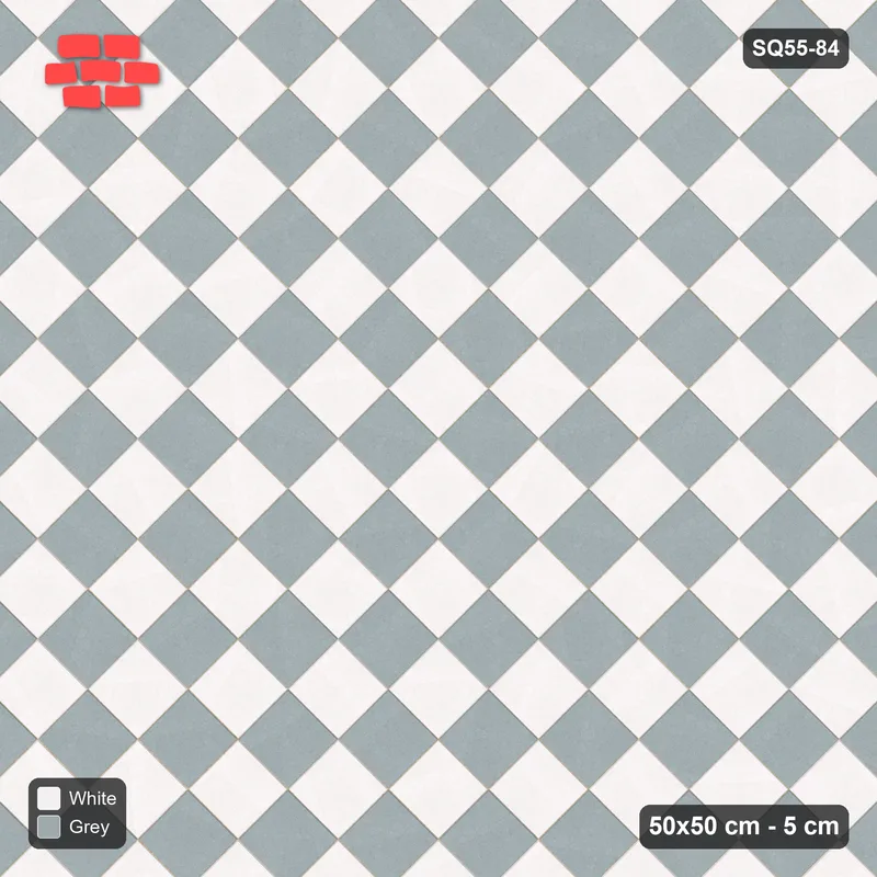 Interlock (Pasco) 50x50 cm · SQ55-84 · 45 Degree Stack - Chess Board - Kerb Frame · Top view Interlock (Pasco) 50x50 cm · SQ55-84 · 45 Degree Stack - Chess Board - Kerb Frame · Top view
