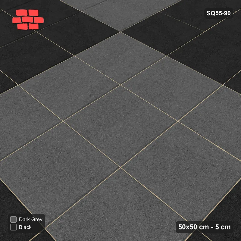 Interlock (Pasco) 50x50 cm · SQ55-90 · Stack Bond - Large Chess Board 3x3 - Kerb Frame · Side view Interlock (Pasco) 50x50 cm · SQ55-90 · Stack Bond - Large Chess Board 3x3 - Kerb Frame · Side view