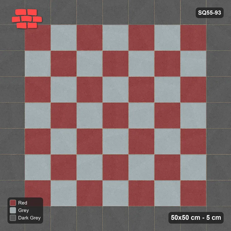 Interlock (Pasco) 50x50 cm · SQ55-93 · Stack Bond - Chess Board with Border · Top view Interlock (Pasco) 50x50 cm · SQ55-93 · Stack Bond - Chess Board with Border · Top view