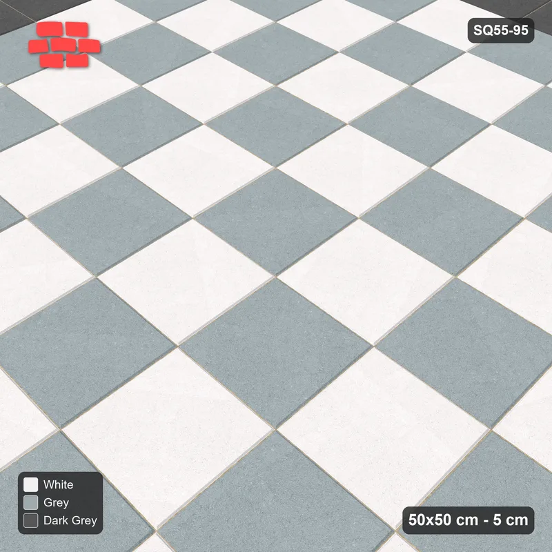Interlock (Pasco) 50x50 cm · SQ55-95 · Stack Bond - Chess Board with Border · Side view Interlock (Pasco) 50x50 cm · SQ55-95 · Stack Bond - Chess Board with Border · Side view