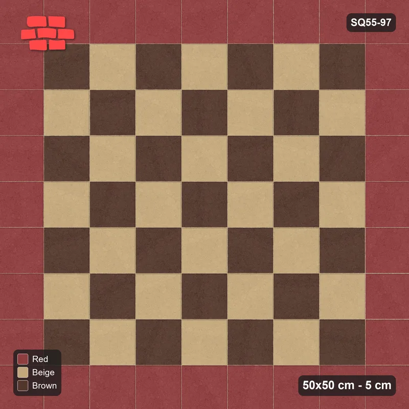 Interlock (Pasco) 50x50 cm · SQ55-97 · Stack Bond - Chess Board with Border · Top view Interlock (Pasco) 50x50 cm · SQ55-97 · Stack Bond - Chess Board with Border · Top view