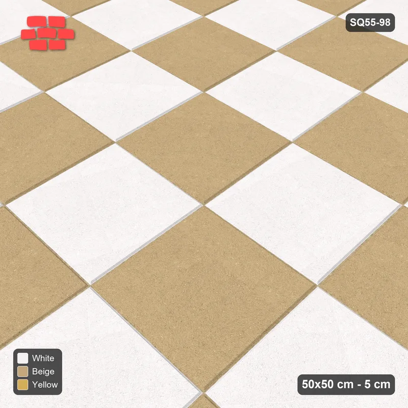 Interlock (Pasco) 50x50 cm · SQ55-98 · Stack Bond - Chess Board with Border · Side view Interlock (Pasco) 50x50 cm · SQ55-98 · Stack Bond - Chess Board with Border · Side view
