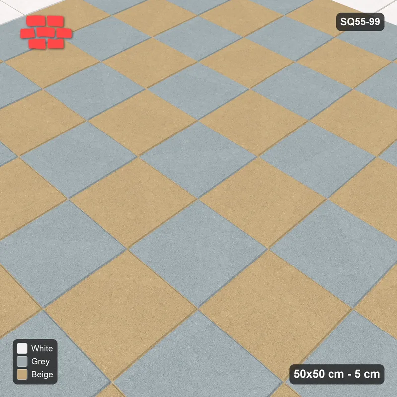 Interlock (Pasco) 50x50 cm · SQ55-99 · Stack Bond - Chess Board with Border · Side view Interlock (Pasco) 50x50 cm · SQ55-99 · Stack Bond - Chess Board with Border · Side view
