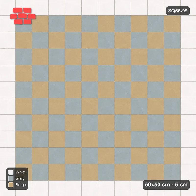 Interlock (Pasco) 50x50 cm · SQ55-99 · Stack Bond - Chess Board with Border · Top view Interlock (Pasco) 50x50 cm · SQ55-99 · Stack Bond - Chess Board with Border · Top view