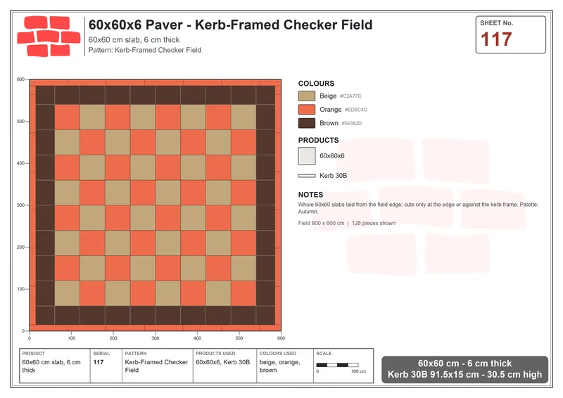 Interlock (Pasco) 60x60 cm · SQ66-117 · Kerb-Framed Checker Field · Laying plan Interlock (Pasco) 60x60 cm · SQ66-117 · Kerb-Framed Checker Field · Laying plan