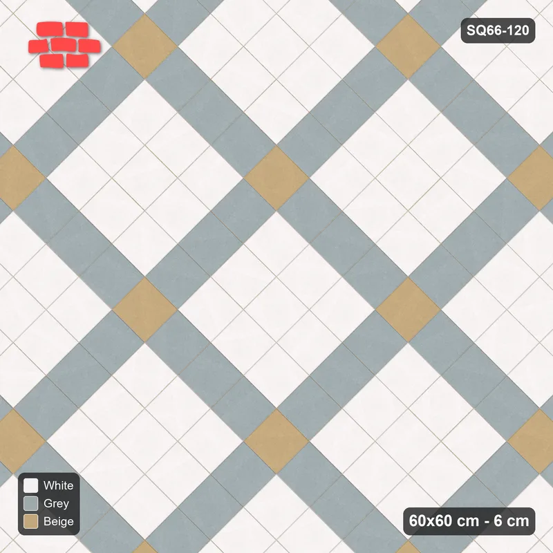 Interlock (Pasco) 60x60 cm · SQ66-120 · Diagonal with Plaid Weave · Top view Interlock (Pasco) 60x60 cm · SQ66-120 · Diagonal with Plaid Weave · Top view
