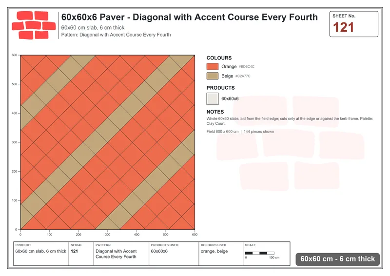 Interlock (Pasco) 60x60 cm · SQ66-121 · Double-Slab Checker Blocks · Laying plan Interlock (Pasco) 60x60 cm · SQ66-121 · Double-Slab Checker Blocks · Laying plan