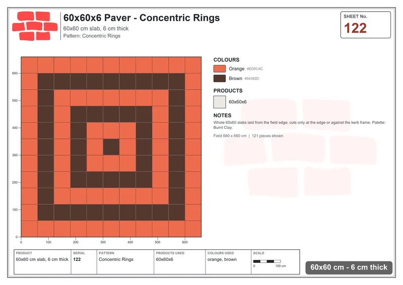Interlock (Pasco) 60x60 cm · SQ66-122 · Diagonal with Two-Slab Centre Band · Laying plan Interlock (Pasco) 60x60 cm · SQ66-122 · Diagonal with Two-Slab Centre Band · Laying plan