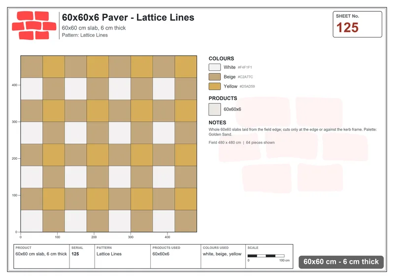 Interlock (Pasco) 60x60 cm · SQ66-125 · Spaced Accent Rows · Laying plan Interlock (Pasco) 60x60 cm · SQ66-125 · Spaced Accent Rows · Laying plan