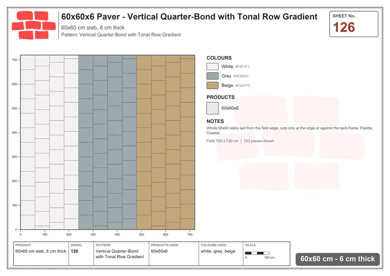 Interlock (Pasco) 60x60 cm · SQ66-126 · Third-Bond Tonal Blend · Laying plan Interlock (Pasco) 60x60 cm · SQ66-126 · Third-Bond Tonal Blend · Laying plan