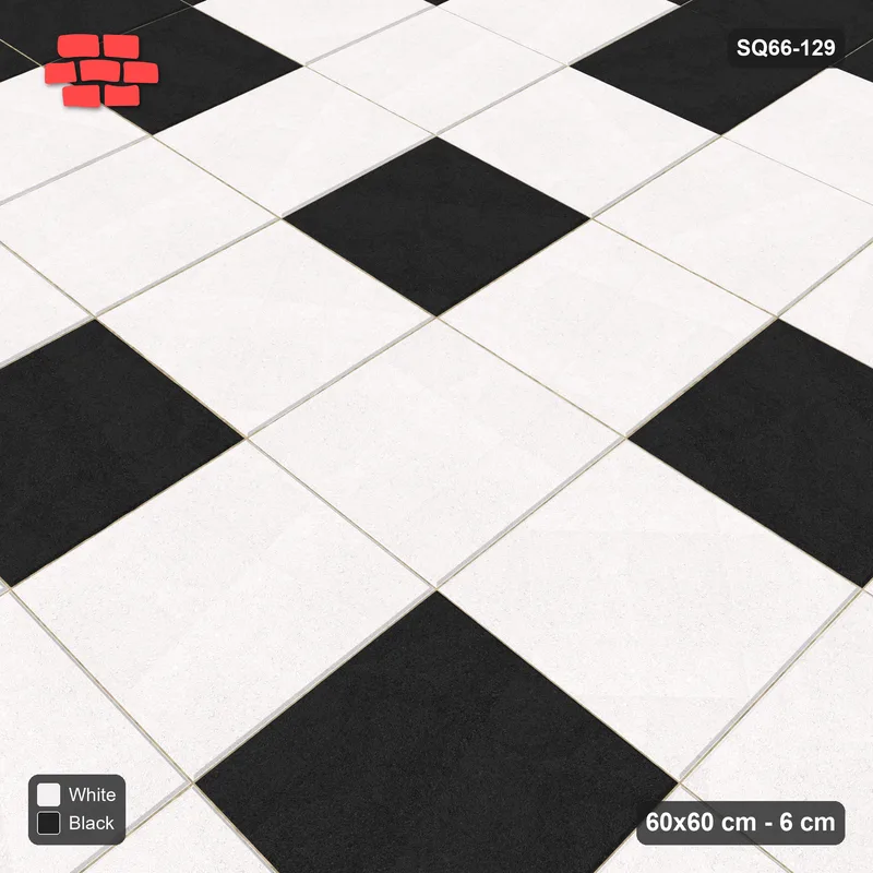 Interlock (Pasco) 60x60 cm · SQ66-129 · Dotted Grid, Even Set with Single Slab Border · Side view Interlock (Pasco) 60x60 cm · SQ66-129 · Dotted Grid, Even Set with Single Slab Border · Side view