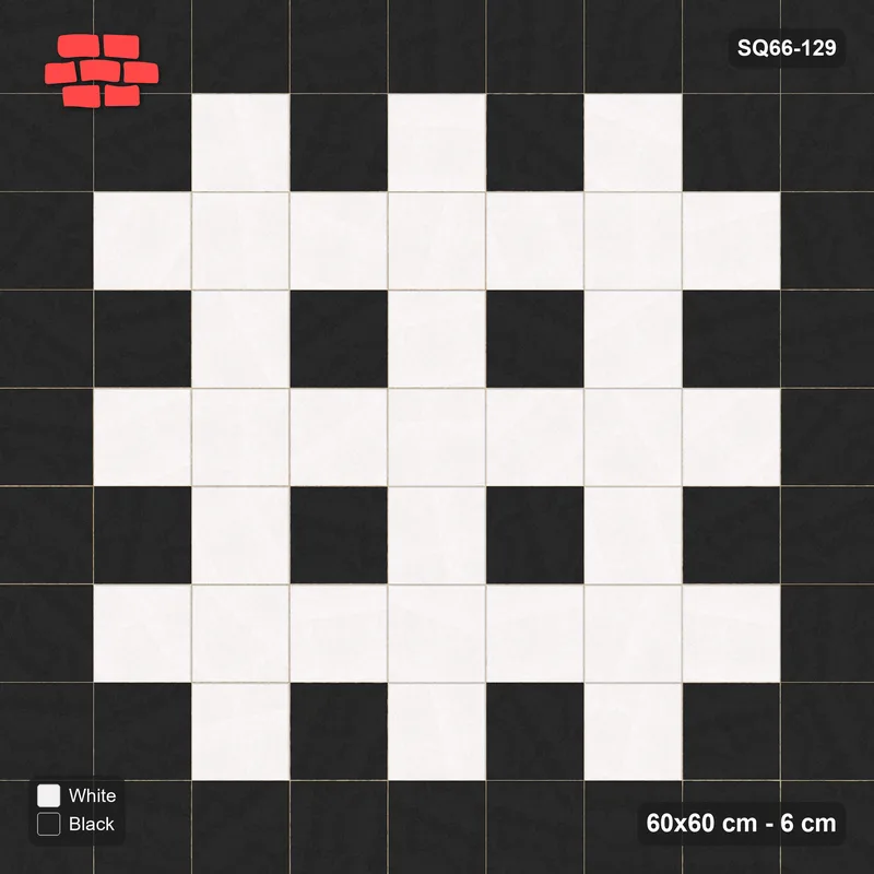 Interlock (Pasco) 60x60 cm · SQ66-129 · Dotted Grid, Even Set with Single Slab Border · Top view Interlock (Pasco) 60x60 cm · SQ66-129 · Dotted Grid, Even Set with Single Slab Border · Top view