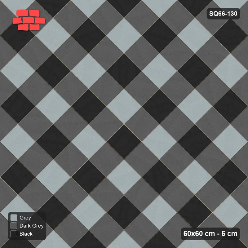 Interlock (Pasco) 60x60 cm · SQ66-130 · Diagonal with Lattice Lines · Top view Interlock (Pasco) 60x60 cm · SQ66-130 · Diagonal with Lattice Lines · Top view