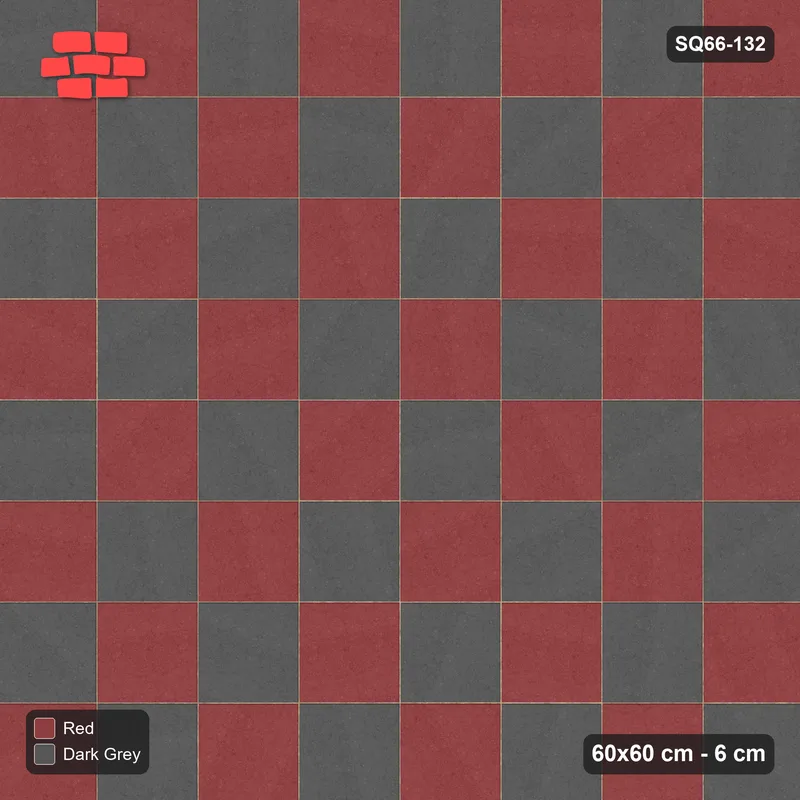 Interlock (Pasco) 60x60 cm · SQ66-132 · Slab Checkerboard with Single Slab Border · Top view Interlock (Pasco) 60x60 cm · SQ66-132 · Slab Checkerboard with Single Slab Border · Top view