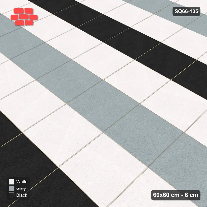 Interlock (Pasco) 60x60 cm · SQ66-135 · Tri-Tone Course Stripes · Side view Interlock (Pasco) 60x60 cm · SQ66-135 · Tri-Tone Course Stripes · Side view