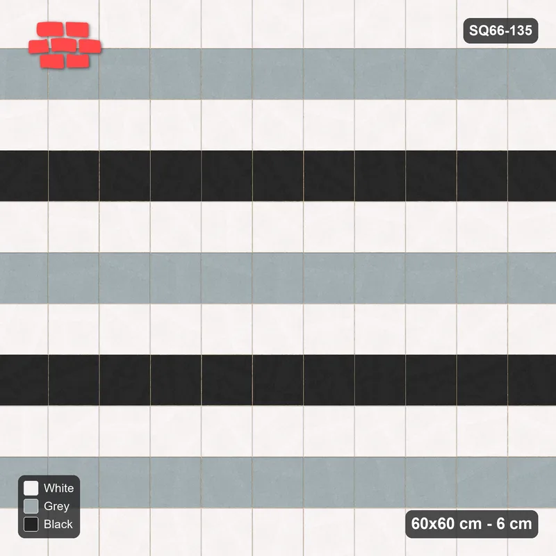 Interlock (Pasco) 60x60 cm · SQ66-135 · Tri-Tone Course Stripes · Top view Interlock (Pasco) 60x60 cm · SQ66-135 · Tri-Tone Course Stripes · Top view