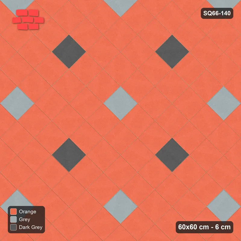 Interlock (Pasco) 60x60 cm · SQ66-140 · Diagonal with Wide Dotted Grid, Two Accents · Top view Interlock (Pasco) 60x60 cm · SQ66-140 · Diagonal with Wide Dotted Grid, Two Accents · Top view