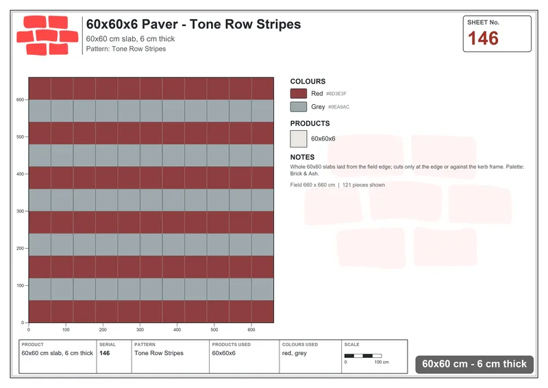 Interlock (Pasco) 60x60 cm · SQ66-146 · Quarter-Bond with Tonal Row Gradient · Laying plan Interlock (Pasco) 60x60 cm · SQ66-146 · Quarter-Bond with Tonal Row Gradient · Laying plan