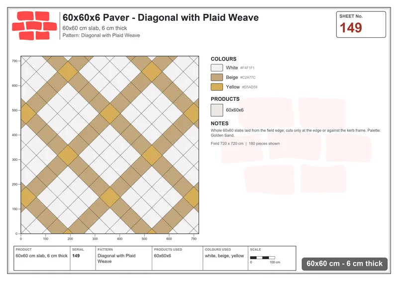 Interlock (Pasco) 60x60 cm · SQ66-149 · Diagonal with Wide Grid Lines with Dots · Laying plan Interlock (Pasco) 60x60 cm · SQ66-149 · Diagonal with Wide Grid Lines with Dots · Laying plan