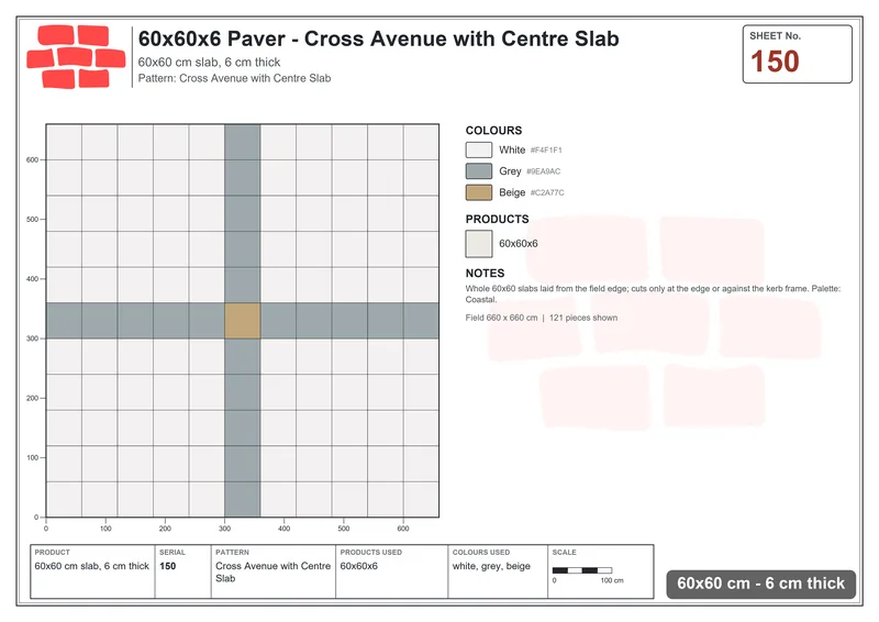Interlock (Pasco) 60x60 cm · SQ66-150 · Diagonal with Three-Tone Courses · Laying plan Interlock (Pasco) 60x60 cm · SQ66-150 · Diagonal with Three-Tone Courses · Laying plan