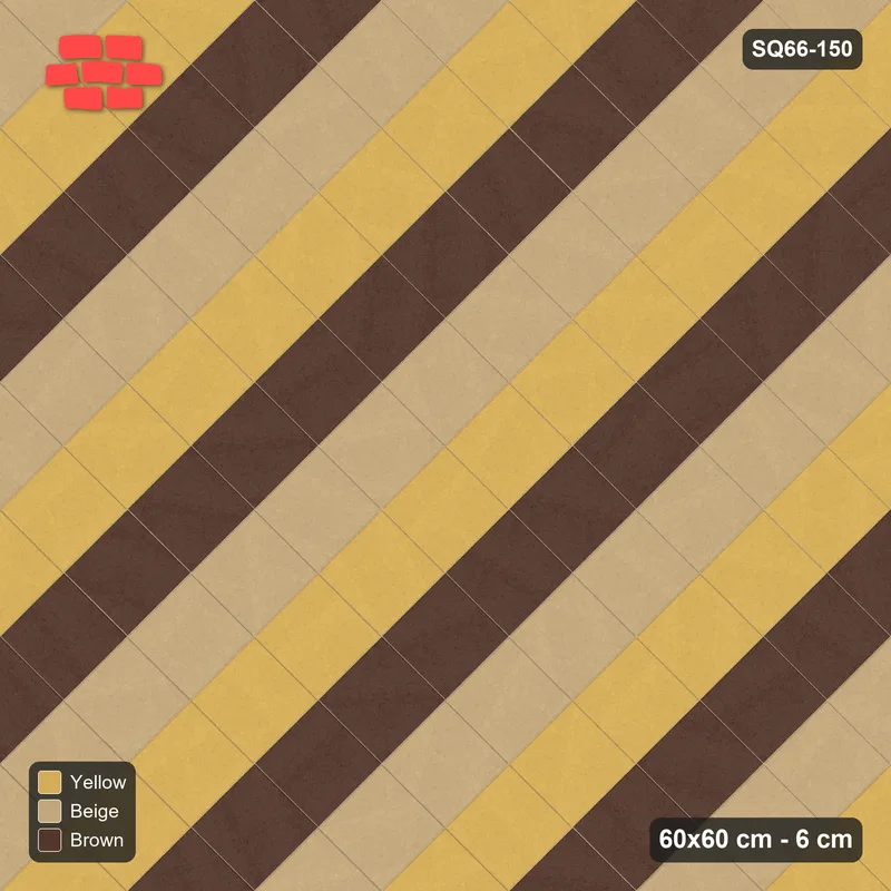 Interlock (Pasco) 60x60 cm · SQ66-150 · Diagonal with Three-Tone Courses · Top view Interlock (Pasco) 60x60 cm · SQ66-150 · Diagonal with Three-Tone Courses · Top view