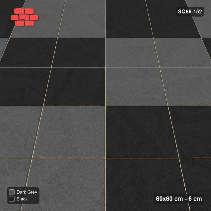 Interlock (Pasco) 60x60 cm · SQ66-152 · Kerb-Framed Diagonal with Double-Slab Checker Blocks · Side view Interlock (Pasco) 60x60 cm · SQ66-152 · Kerb-Framed Diagonal with Double-Slab Checker Blocks · Side view