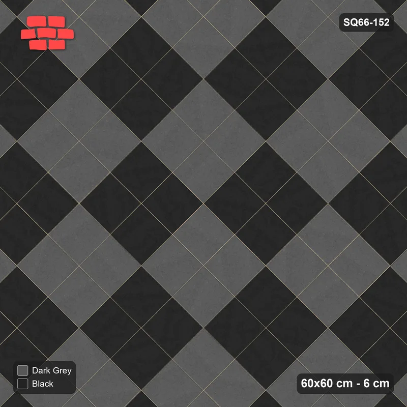 Interlock (Pasco) 60x60 cm · SQ66-152 · Kerb-Framed Diagonal with Double-Slab Checker Blocks · Top view Interlock (Pasco) 60x60 cm · SQ66-152 · Kerb-Framed Diagonal with Double-Slab Checker Blocks · Top view