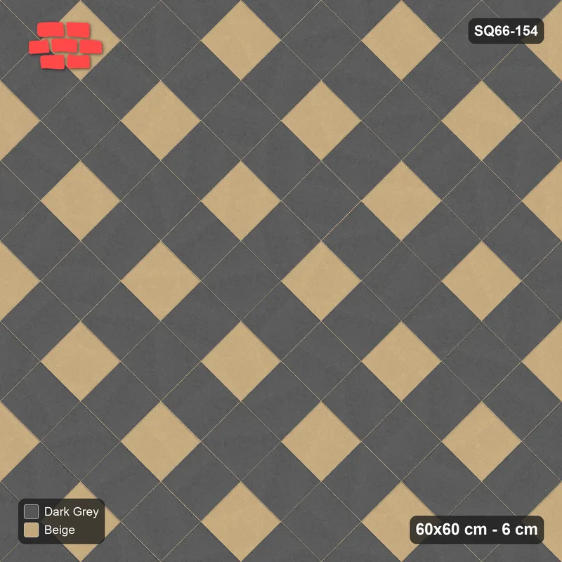 Interlock (Pasco) 60x60 cm · SQ66-154 · Diagonal with Accent Slab Rows · Top view Interlock (Pasco) 60x60 cm · SQ66-154 · Diagonal with Accent Slab Rows · Top view