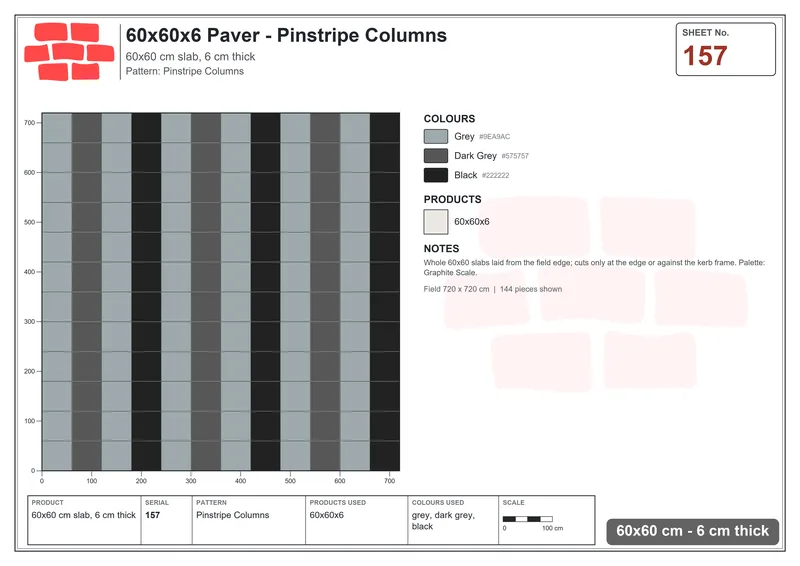 Interlock (Pasco) 60x60 cm · SQ66-157 · Wide Grid Lines with Dots · Laying plan Interlock (Pasco) 60x60 cm · SQ66-157 · Wide Grid Lines with Dots · Laying plan