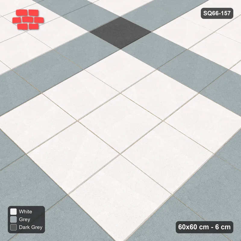 Interlock (Pasco) 60x60 cm · SQ66-157 · Wide Grid Lines with Dots · Side view Interlock (Pasco) 60x60 cm · SQ66-157 · Wide Grid Lines with Dots · Side view