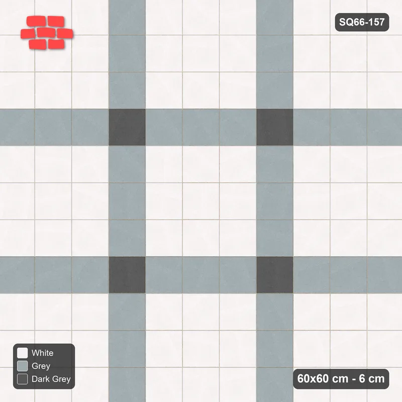 Interlock (Pasco) 60x60 cm · SQ66-157 · Wide Grid Lines with Dots · Top view Interlock (Pasco) 60x60 cm · SQ66-157 · Wide Grid Lines with Dots · Top view