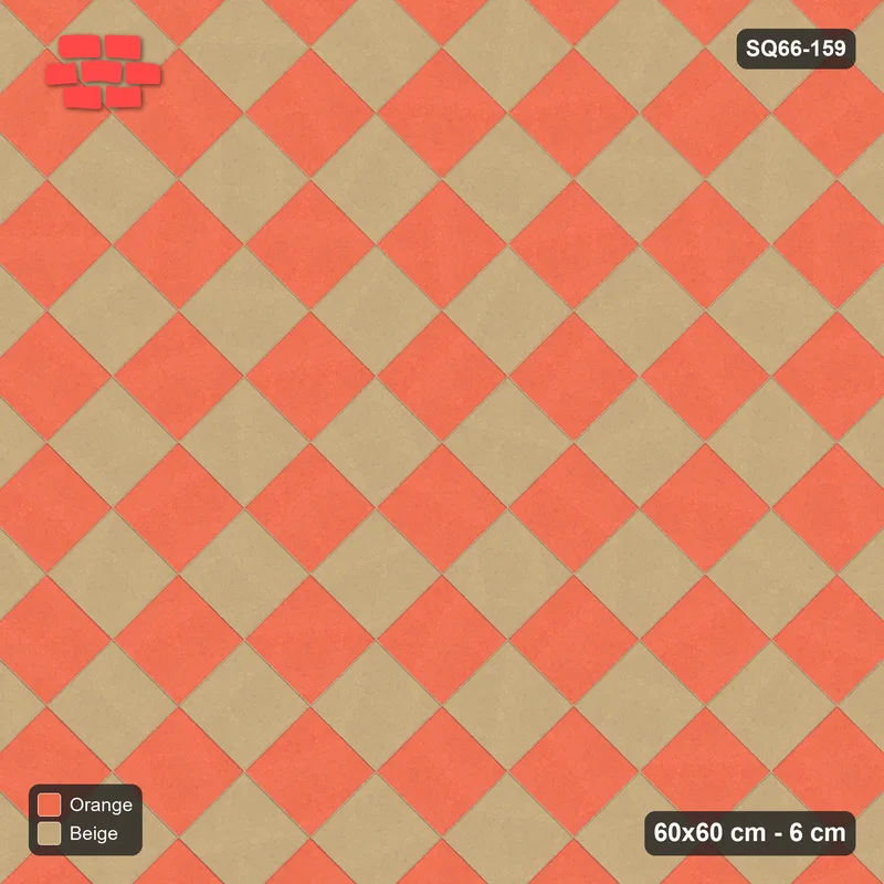 Interlock (Pasco) 60x60 cm · SQ66-159 · Kerb-Framed Diagonal with Slab Checkerboard · Top view Interlock (Pasco) 60x60 cm · SQ66-159 · Kerb-Framed Diagonal with Slab Checkerboard · Top view