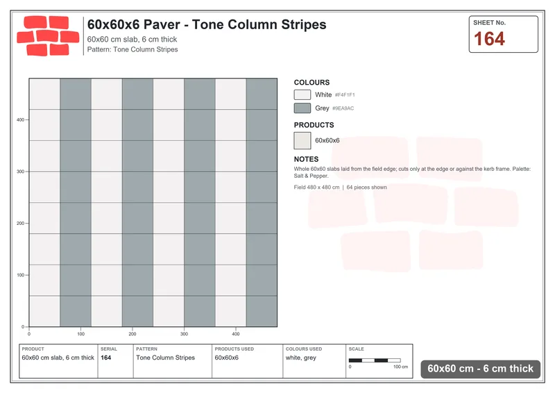 Interlock (Pasco) 60x60 cm · SQ66-164 · Accent Course Every Fourth · Laying plan Interlock (Pasco) 60x60 cm · SQ66-164 · Accent Course Every Fourth · Laying plan