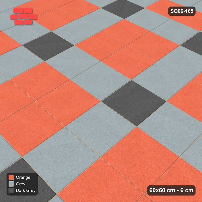 Interlock (Pasco) 60x60 cm · SQ66-165 · Grid Lines with Crossing Dots with Single Slab Border · Side view Interlock (Pasco) 60x60 cm · SQ66-165 · Grid Lines with Crossing Dots with Single Slab Border · Side view