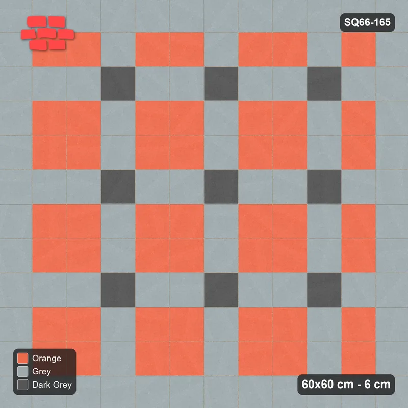 Interlock (Pasco) 60x60 cm · SQ66-165 · Grid Lines with Crossing Dots with Single Slab Border · Top view Interlock (Pasco) 60x60 cm · SQ66-165 · Grid Lines with Crossing Dots with Single Slab Border · Top view