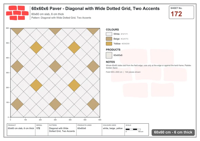 Interlock (Pasco) 60x60 cm · SQ66-172 · Concentric Rings · Laying plan Interlock (Pasco) 60x60 cm · SQ66-172 · Concentric Rings · Laying plan