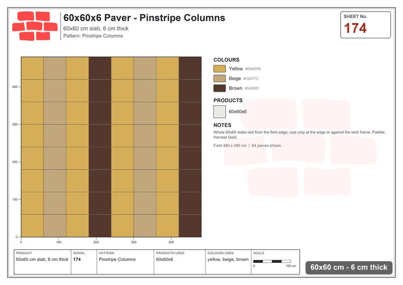 Interlock (Pasco) 60x60 cm · SQ66-174 · Pinstripe Columns · Laying plan Interlock (Pasco) 60x60 cm · SQ66-174 · Pinstripe Columns · Laying plan