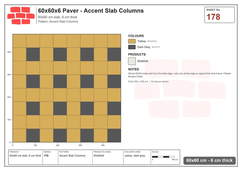 Interlock (Pasco) 60x60 cm · SQ66-178 · Tone Row Stripes · Laying plan Interlock (Pasco) 60x60 cm · SQ66-178 · Tone Row Stripes · Laying plan
