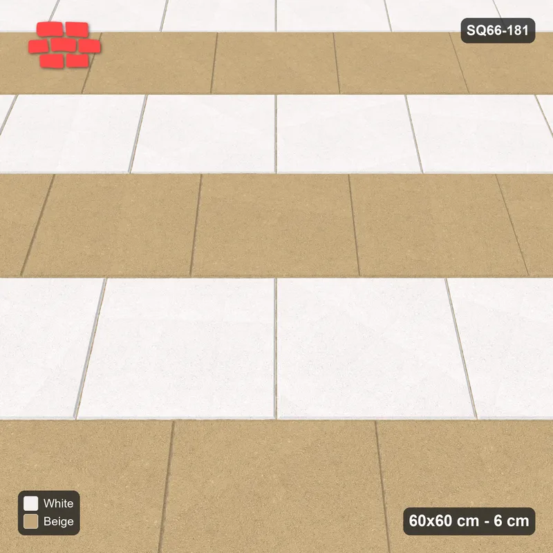 Interlock (Pasco) 60x60 cm · SQ66-181 · Diagonal Half-Bond with Tone Row Stripes · Side view Interlock (Pasco) 60x60 cm · SQ66-181 · Diagonal Half-Bond with Tone Row Stripes · Side view