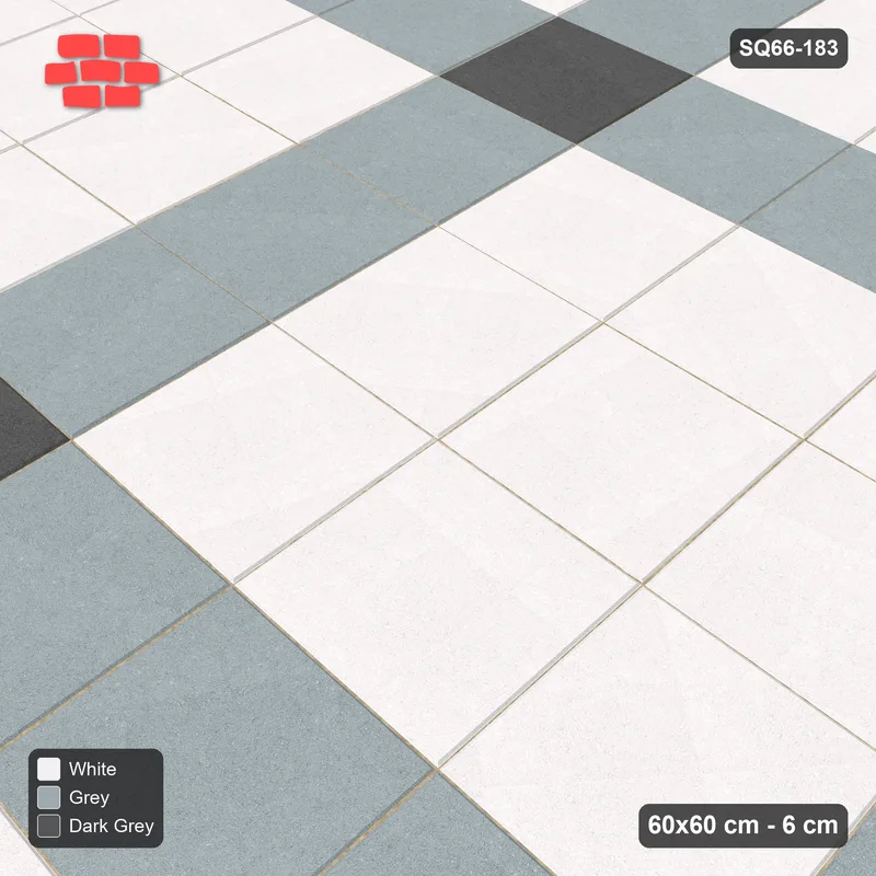 Interlock (Pasco) 60x60 cm · SQ66-183 · Kerb-Framed Wide Grid Lines with Dots · Side view Interlock (Pasco) 60x60 cm · SQ66-183 · Kerb-Framed Wide Grid Lines with Dots · Side view