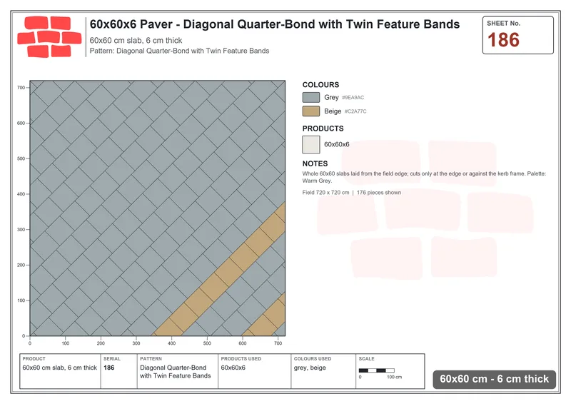 Interlock (Pasco) 60x60 cm · SQ66-186 · Diagonal Twin Lines · Laying plan Interlock (Pasco) 60x60 cm · SQ66-186 · Diagonal Twin Lines · Laying plan