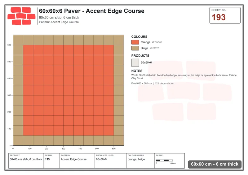 Interlock (Pasco) 60x60 cm · SQ66-193 · Accent Edge Course · Laying plan Interlock (Pasco) 60x60 cm · SQ66-193 · Accent Edge Course · Laying plan