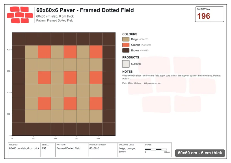 Interlock (Pasco) 60x60 cm · SQ66-196 · Framed Dotted Field · Laying plan Interlock (Pasco) 60x60 cm · SQ66-196 · Framed Dotted Field · Laying plan