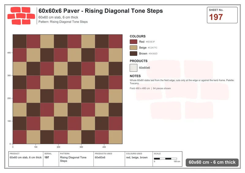 Interlock (Pasco) 60x60 cm · SQ66-197 · Rising Diagonal Tone Steps · Laying plan Interlock (Pasco) 60x60 cm · SQ66-197 · Rising Diagonal Tone Steps · Laying plan
