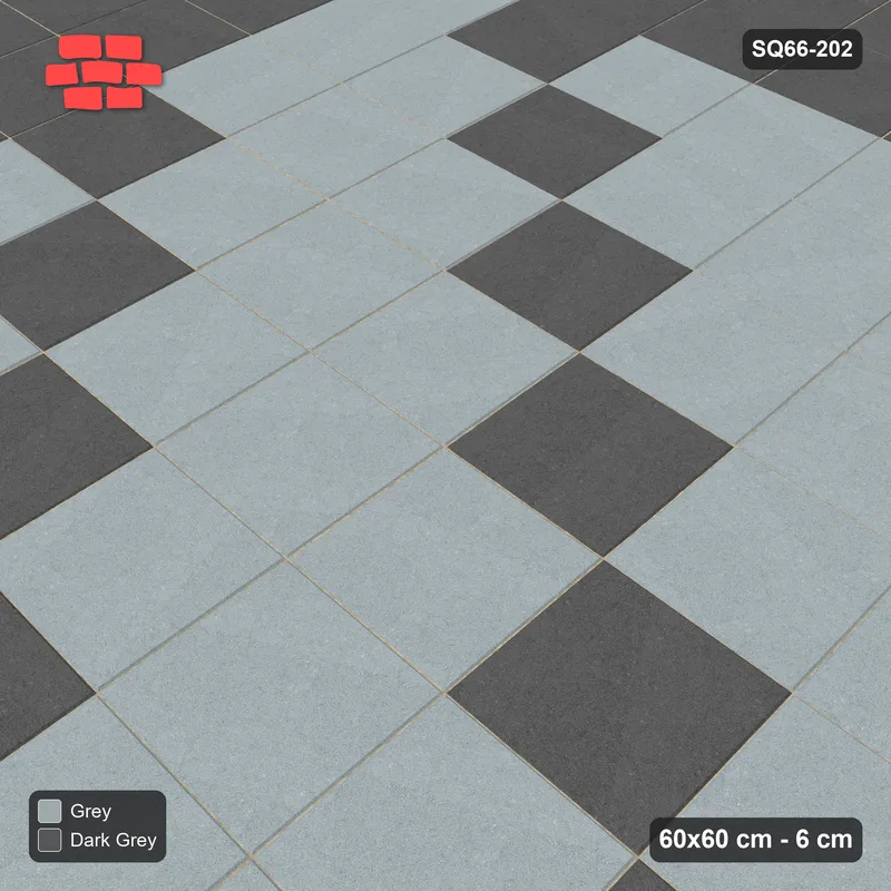 Interlock (Pasco) 60x60 cm · SQ66-202 · Diagonal Accent Lines with Double Slab Border · Side view Interlock (Pasco) 60x60 cm · SQ66-202 · Diagonal Accent Lines with Double Slab Border · Side view