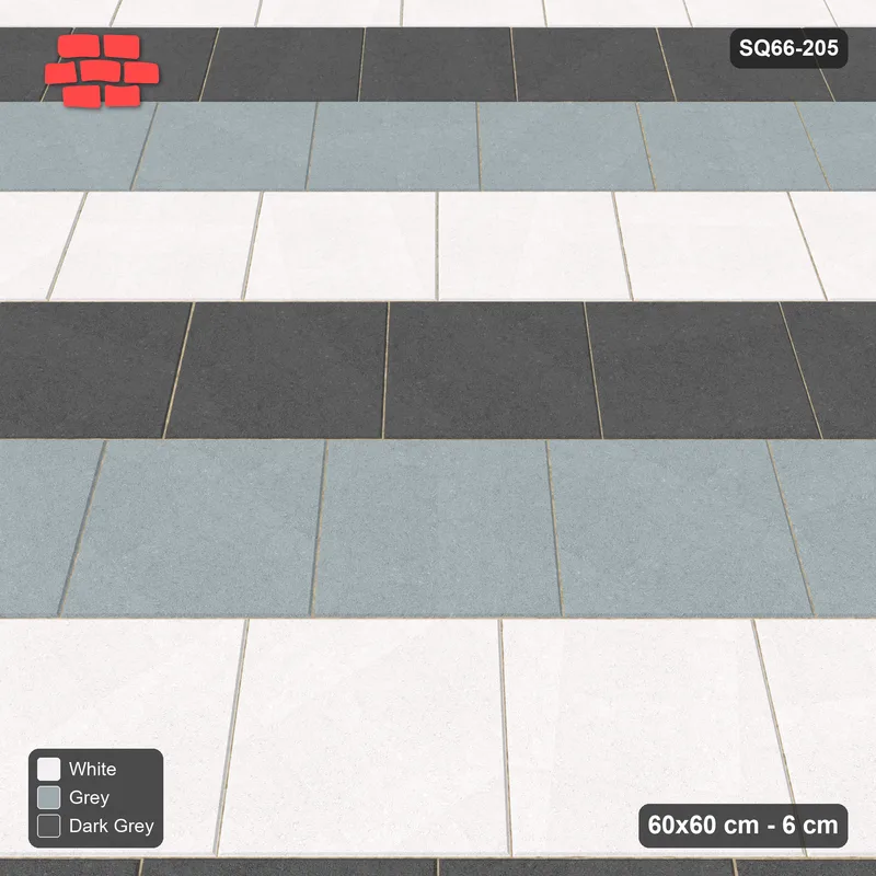 Interlock (Pasco) 60x60 cm · SQ66-205 · Diagonal Quarter-Bond with Three-Tone Courses · Side view Interlock (Pasco) 60x60 cm · SQ66-205 · Diagonal Quarter-Bond with Three-Tone Courses · Side view