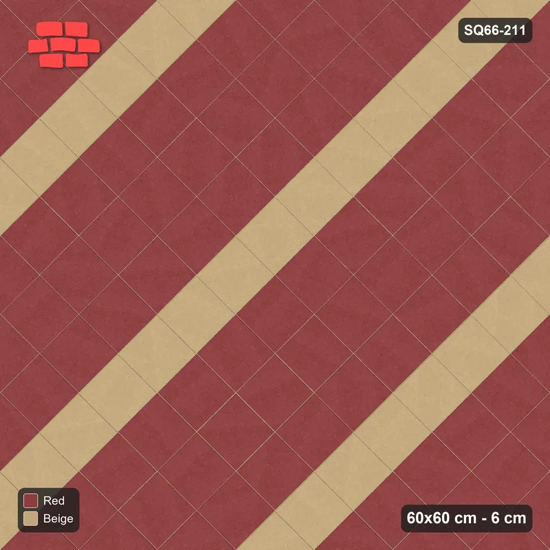 Interlock (Pasco) 60x60 cm · SQ66-211 · Diagonal with Accent Course Every Fourth · Top view Interlock (Pasco) 60x60 cm · SQ66-211 · Diagonal with Accent Course Every Fourth · Top view