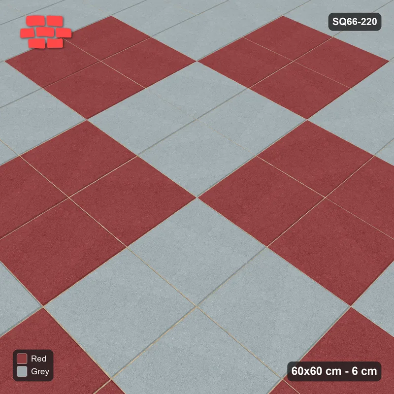 Interlock (Pasco) 60x60 cm · SQ66-220 · Double-Slab Checker Blocks with Double Slab Border · Side view Interlock (Pasco) 60x60 cm · SQ66-220 · Double-Slab Checker Blocks with Double Slab Border · Side view