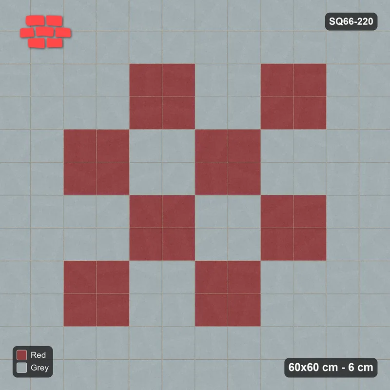Interlock (Pasco) 60x60 cm · SQ66-220 · Double-Slab Checker Blocks with Double Slab Border · Top view Interlock (Pasco) 60x60 cm · SQ66-220 · Double-Slab Checker Blocks with Double Slab Border · Top view
